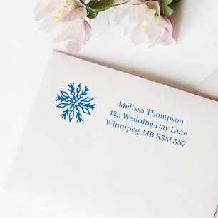 Blue Snowflake Wedding Self-inking Stamp