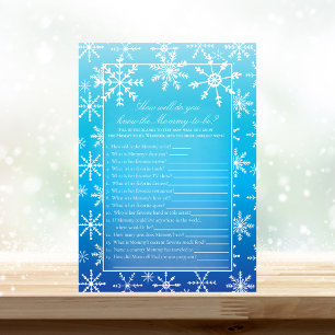 Blue Snowflake Who Knows Mummy Best Shower Game Invitation