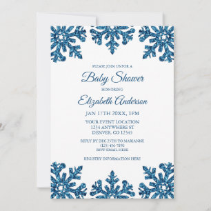 Blue Snowflake Winter Baby Shower Invitation