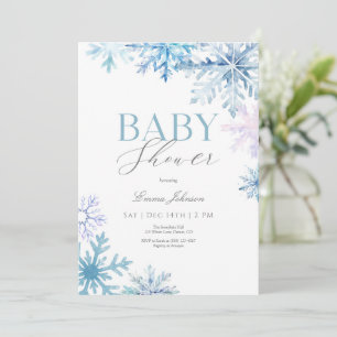Blue Snowflake Winter Baby Shower Invitation