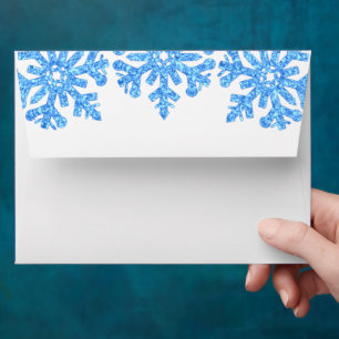 Blue Snowflake Winter Boy Baby Shower Envelope