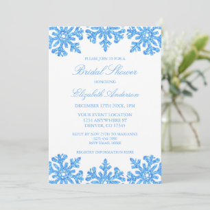 Blue Snowflake Winter Bridal Shower Invitation