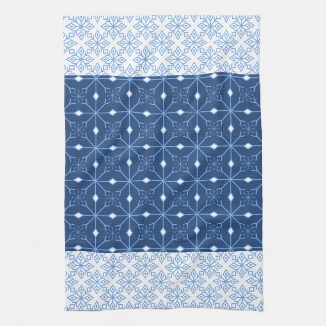 Blue Snowflake Winter Kitchen Towel (Vertical)