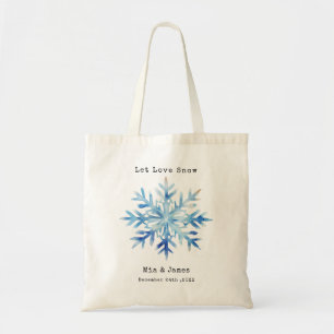 Blue Snowflake Winter Wedding Favours Tote Bag
