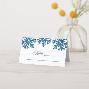 Blue Snowflake Winter Wedding Place Card