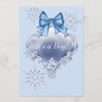 Blue Snowflake Winter Wonderland Baby Shower Invitation