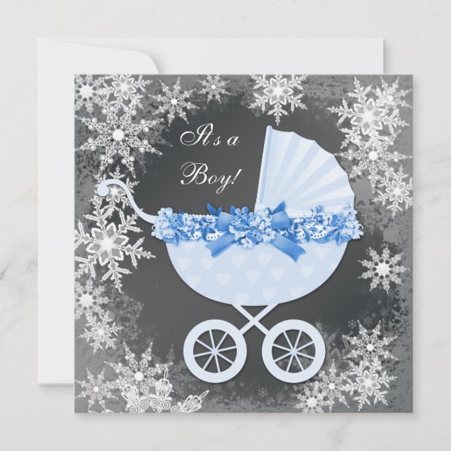 Blue Snowflake Winter Wonderland Baby Shower Invitation (Front)