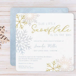 Blue Snowflake Winter Wonderland Baby Shower  Invitation