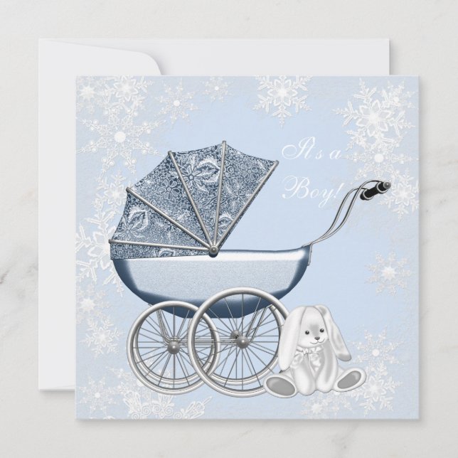Blue Snowflake Winter Wonderland Baby Shower Invitation (Front)