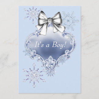 Blue Snowflake Winter Wonderland Baby Shower Invitation