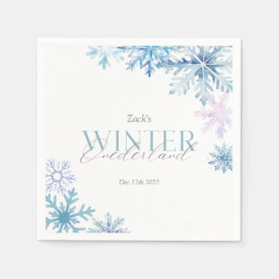 Blue Snowflake Winter Wonderland First Birthday Napkin