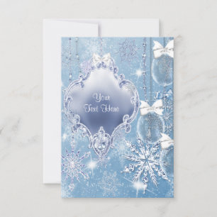 Blue Snowflake Winter Wonderland RSVP Card