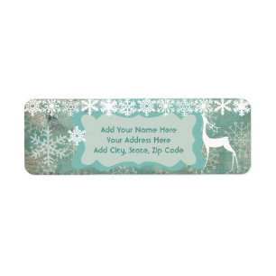 Blue Snowflakes and Deer Return Address Labels