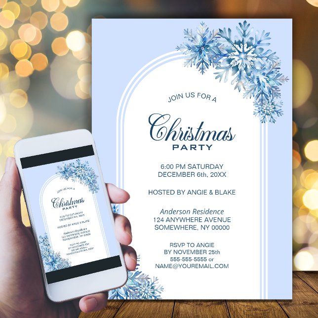 Blue Snowflakes Arch Christmas Party Invitation (Creator Uploaded)