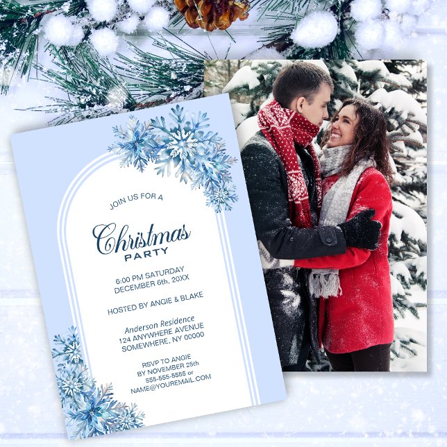 Blue Snowflakes Arch Christmas Party Invitation (Creator Uploaded)