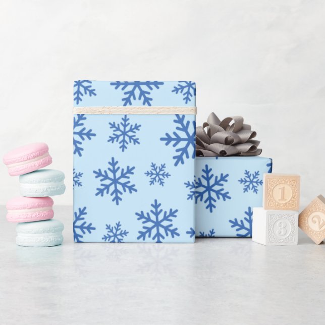 Blue Snowflakes Art Winter Birthday Gift Seamless Wrapping Paper (Baby Shower)