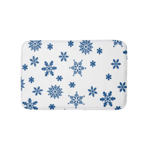 Blue Snowflakes Bath Mat