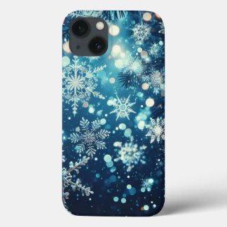 Blue Snowflakes Christmas  iPhone 13 Case