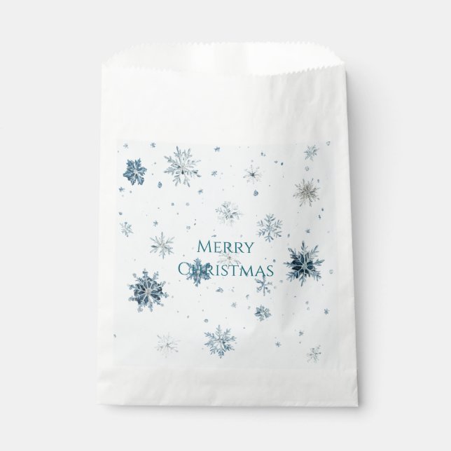 Blue Snowflakes Christmas  Favour Bags (Front)