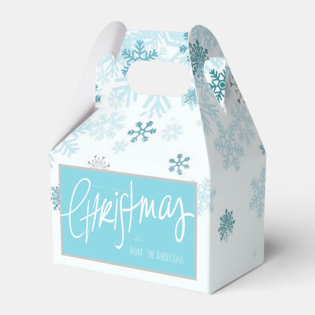 Blue Snowflakes Christmas Favour Box (Front Side)