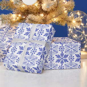 Blue Snowflakes Christmas Holiday Winter Gift Wrapping Paper