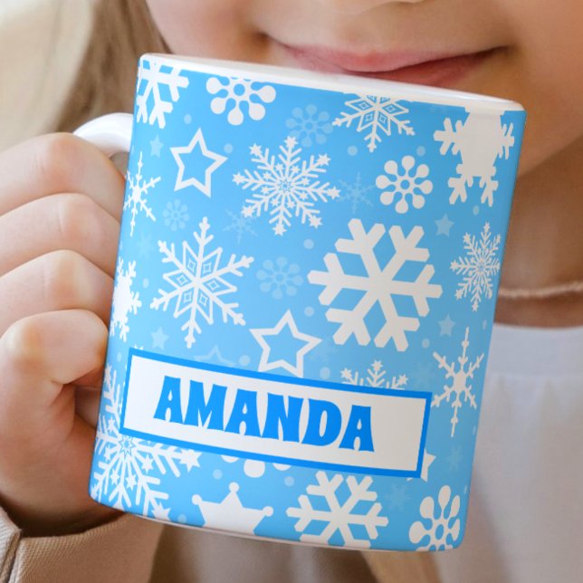 Blue Snowflakes Christmas Kids Hot Chocolate Mug (Creator Uploaded)