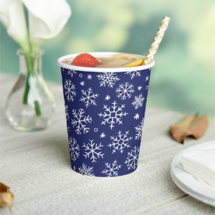 Blue Snowflakes Christmas Pattern Paper Cups