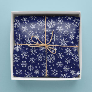 Blue Snowflakes Christmas Pattern Tissue Paper