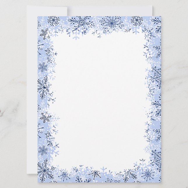 Blue snowflakes Christmas stationery Holiday Card (Front)