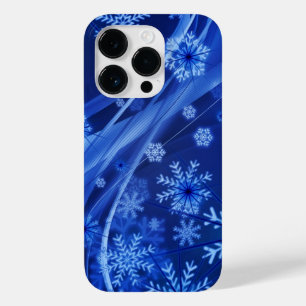 Blue Snowflakes Christmas Swirl Case-Mate iPhone 14 Pro Case