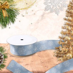 Blue Snowflakes Christmas Winter Holidays Satin Ribbon