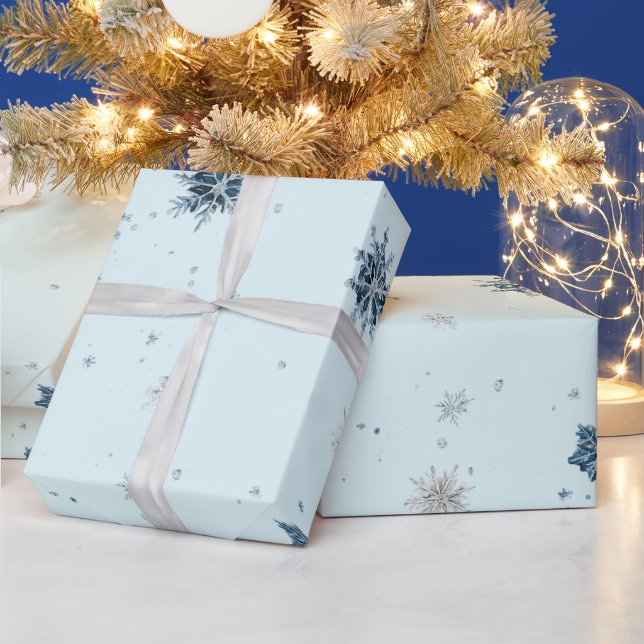 Blue Snowflakes Christmas  Wrapping Paper (Holidays)