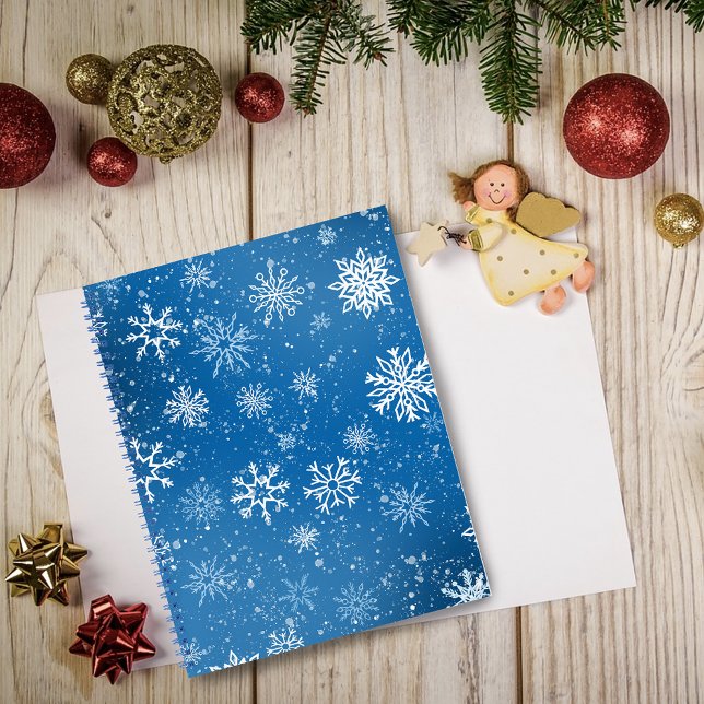 Blue Snowflakes Classic Winter White Snow Notebook (Creator Uploaded)