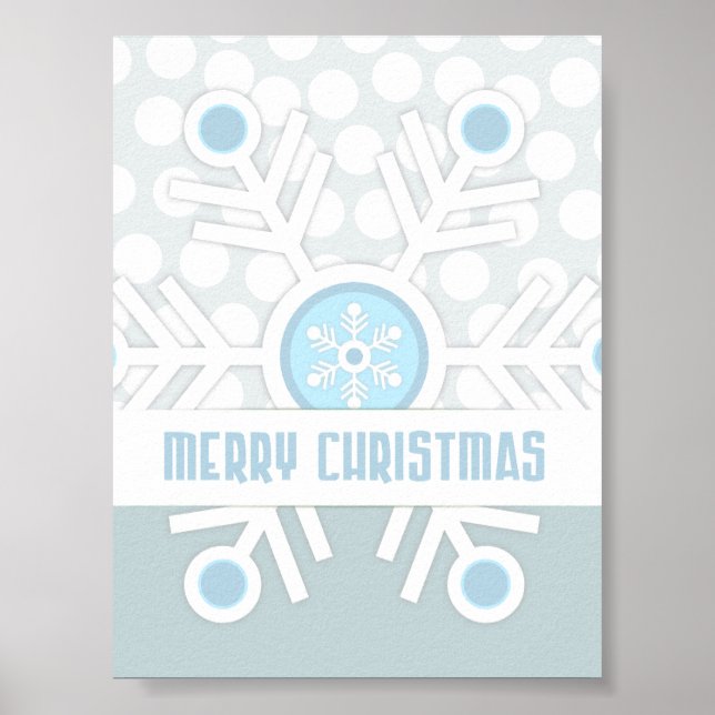 Blue Snowflakes Contemporary Poster (Front)