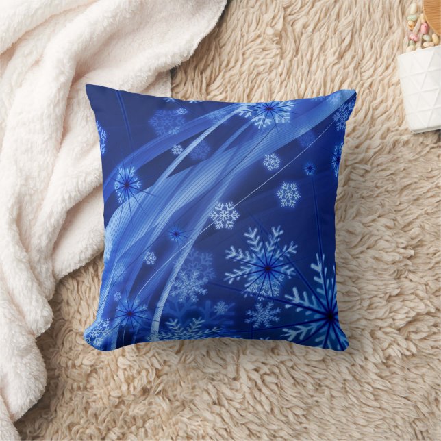 Blue Snowflakes Cushion (Blanket)