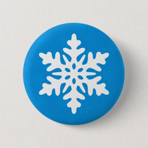 Blue Snowflakes Custom Christmas Button Pin Flair