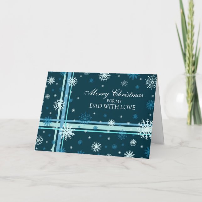 Blue Snowflakes Dad Merry Christmas Card (Front)