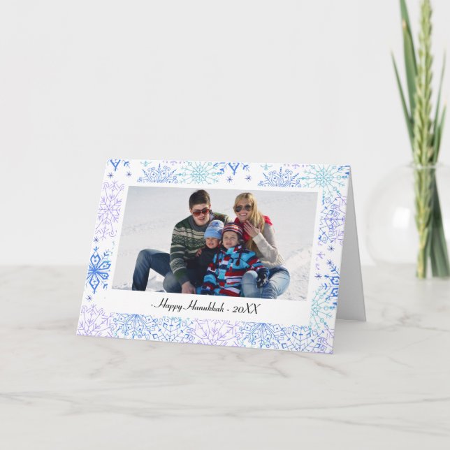 Blue Snowflakes - Hanukkah Card (Front)