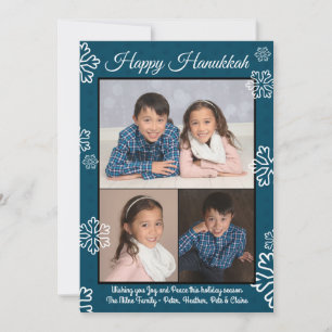 Blue Snowflakes - Hanukkah Photo Flat Holiday Card