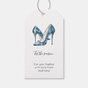 Blue Snowflakes High Heels Christmas Gift Tags