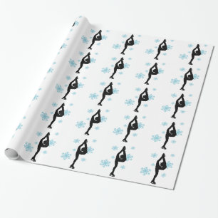 Blue Snowflakes Ice Skating Gift Wrap
