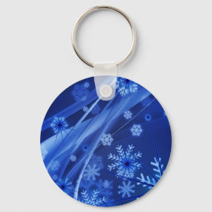Blue Snowflakes Key Ring