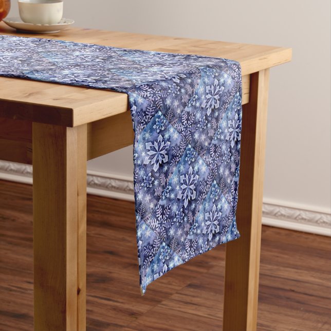Blue Snowflakes  Long Table Runner (In Situ)