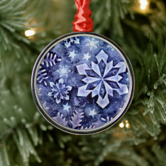 Blue Snowflakes Metal Tree Decoration