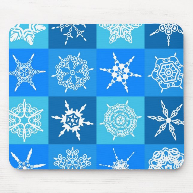 Blue Snowflakes Mouse Pad (Front)