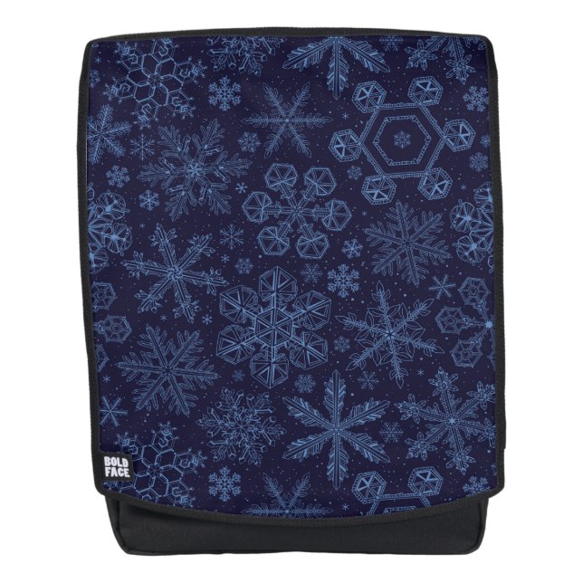 Blue Snowflakes on blue Backpack (Front)