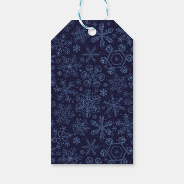 Blue Snowflakes on blue Gift Tags (Front)