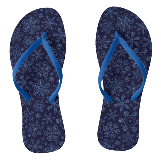 Blue Snowflakes on blue Jandals (Footbed)