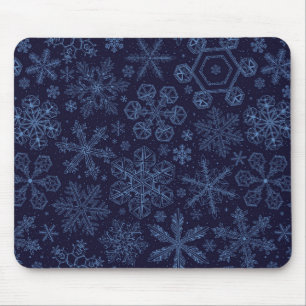 Blue Snowflakes on blue Mouse Pad