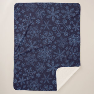 Blue Snowflakes on blue Sherpa Blanket